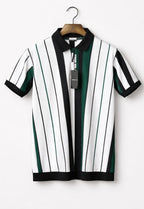 Men’s Premium Vertical Stripe Polo Shirt - Bottle Green